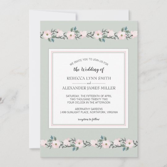 WEDDING INVITATIONS PERSONALISED Stylish Pink Grey & Sage Floral PK 10 