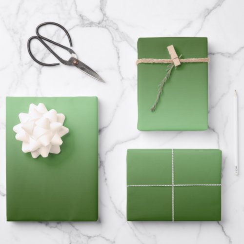Modern Sage and Forest Green Gradient Wrapping Paper Sheets