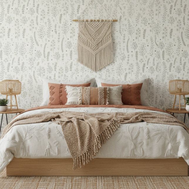 Modern Sage Botanical Pattern Wallpaper (Creator Uploaded)