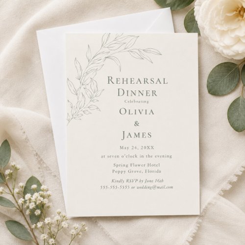 Modern Sage Botanical Rehearsal Dinner Invitation