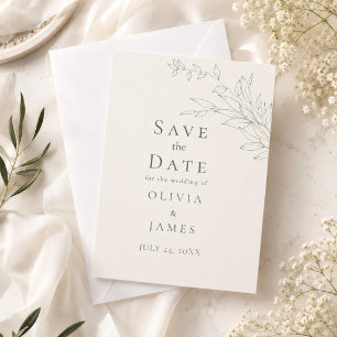 Modern Sage Botanical Save the Date Card