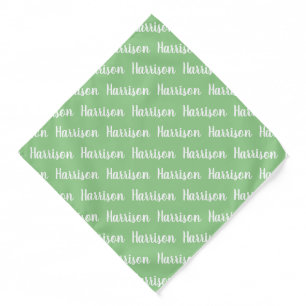 Modern sage custom script name pattern cute dog bandana
