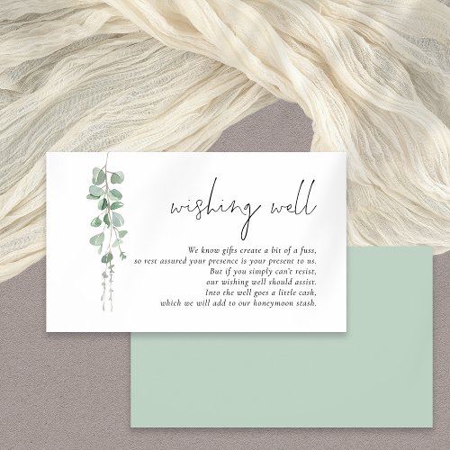 Modern Sage Eucalyptus Wedding Wishing Well Enclosure Card