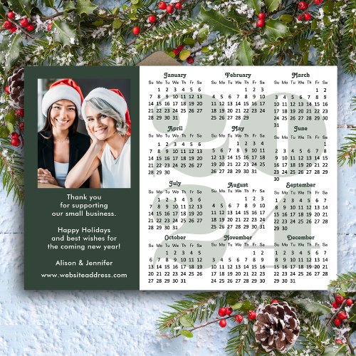 Modern Sage Green 2024 Calendar Business Photo Holiday Card
