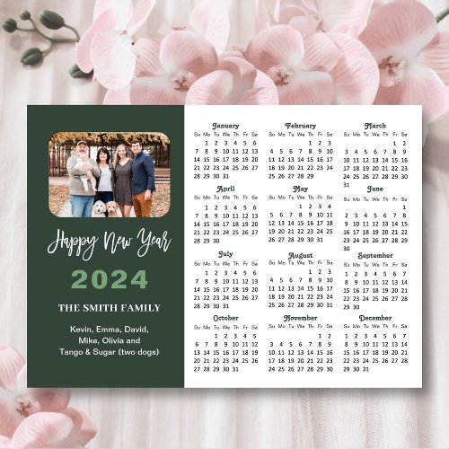 Modern Sage Green 2024 Calendar Photo Magnetic