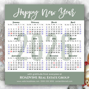 Modern Sage Green 2026 Calendar Business Magnetic