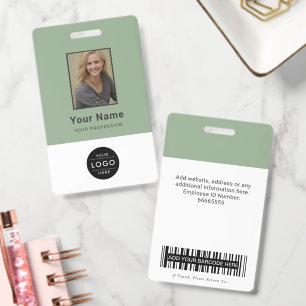 Modern Sage Green Aesthetic Custom Business Logo Badge