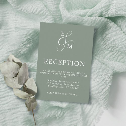 Modern Sage Green Ampersand Wedding Reception Enclosure Card