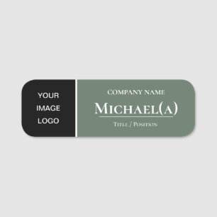 Modern Sage Green and Black Business Logo Name Tag