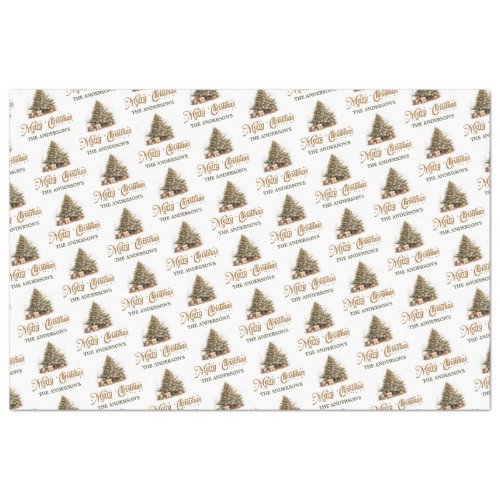 Modern sage green and copper Christmas tree Tissue Paper