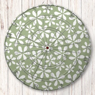 Modern Sage Green and White Simple Flower Pattern Dart Board