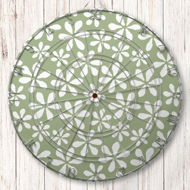Modern Sage Green and White Simple Flower Pattern Dart Board (Modern Sage Green and White Simple Flower Pattern Dart Board)