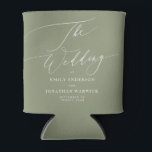 Modern Sage Green and White Simple Wedding Can Cooler<br><div class="desc">This design is part of a collection - please contact me if you need any additional stationery</div>