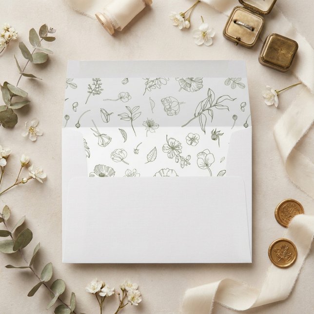 Modern Sage Green and White Simple Wedding Envelope (Creator Uploaded)