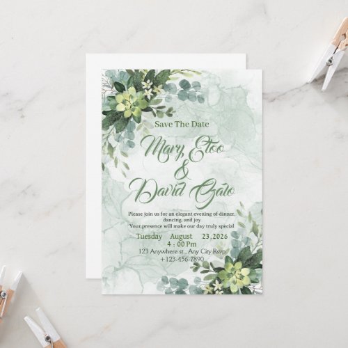 modern sage green and white simple wedding invitat invitation