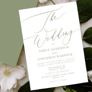 Modern Sage Green And White Simple Wedding Invitation at Zazzle