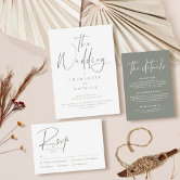 Modern Minimalist sage green photo Wedding Invitation