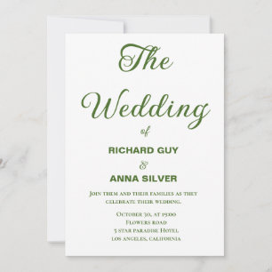 Modern Sage Green and White Simple Wedding Invitation