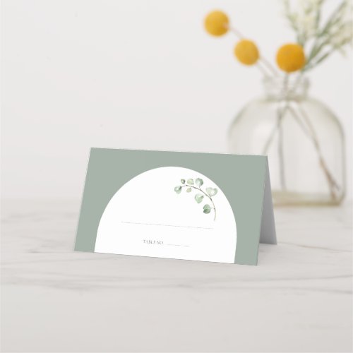 Modern Sage Green Arch Botanical Wedding Place Card
