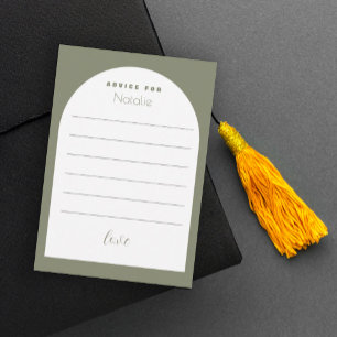 Modern Sage Green Arch Elegant Fonts Graduate Enclosure Card