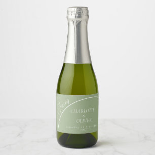 Modern Sage Green Arch Mini Champagne Bottle Label