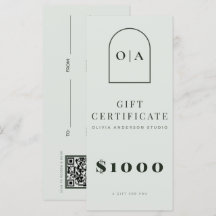 Modern Sage Green Arch Salon Gift Certificate