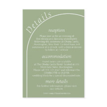 Modern Sage Green Arch Wedding Details Insert Card