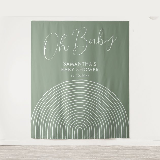 Modern Sage Green Baby Shower Backdrop
