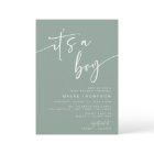 Modern Sage Green Baby Shower Invitation Its a Boy