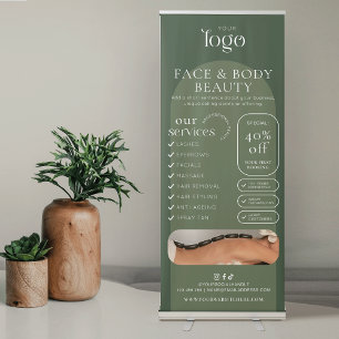 Modern Sage Green Boho Beauty Spa Salon Marketing Retractable Banner