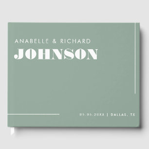 Modern Sage Green Bold Typography Minimal Wedding Guest Book