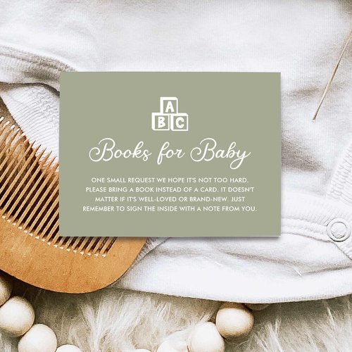 Modern Sage Green Books for Baby Card