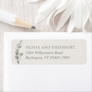 Modern Sage Green Botanical Elegant Return Address Label