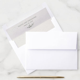 Modern Sage Green Botanical Elegant Wedding Envelope Liner