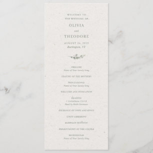 Modern Sage Green Botanical Elegant Wedding Program