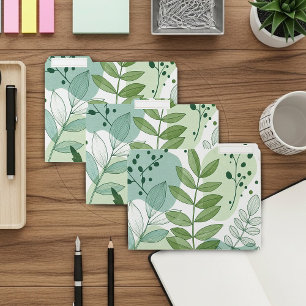 Modern Sage Green Botanical Leaf Pattern File Folder