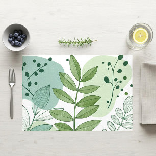 Modern Sage Green Botanical Leaf Pattern Placemat