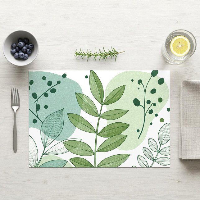 Modern Sage Green Botanical Leaf Pattern Placemat (Creator Uploaded)