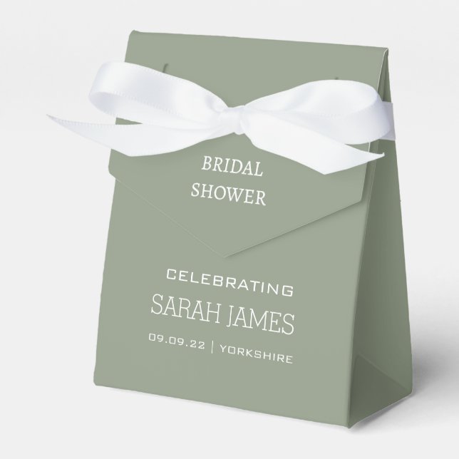 Modern Sage Green Bridal Shower Party  Favor Boxes (Front Side)