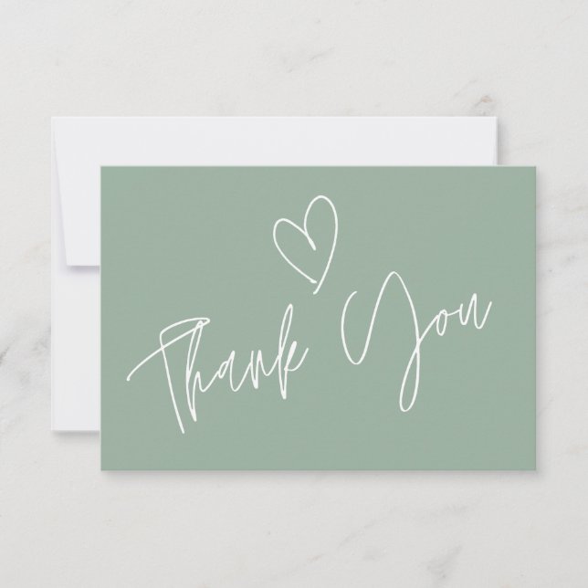 Modern Sage Green Bridal Shower Thank You Card (Front)
