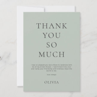 Modern Sage Green Bridal Shower Thank You Card