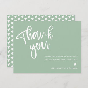 Modern Sage Green Bridal Shower Thank You Card