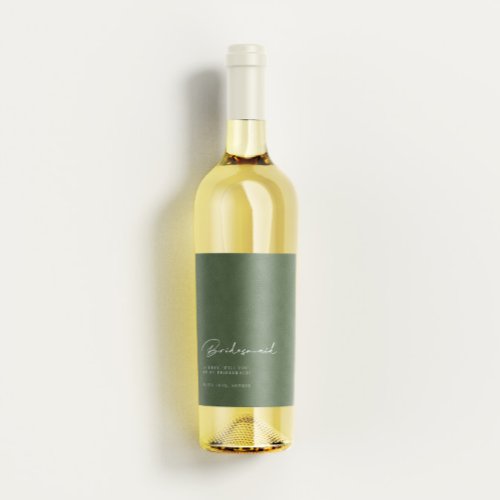 Modern Sage Green Bridesmaid Proposal Wine Label