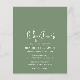 Modern Sage Green Budget Baby Shower Invitation