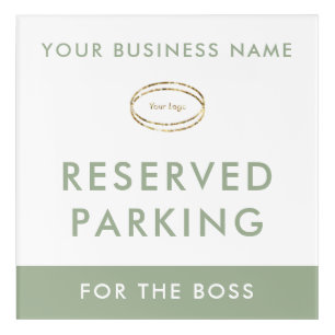Modern Sage Green Business Logo Reserved Parking Acrylic Print