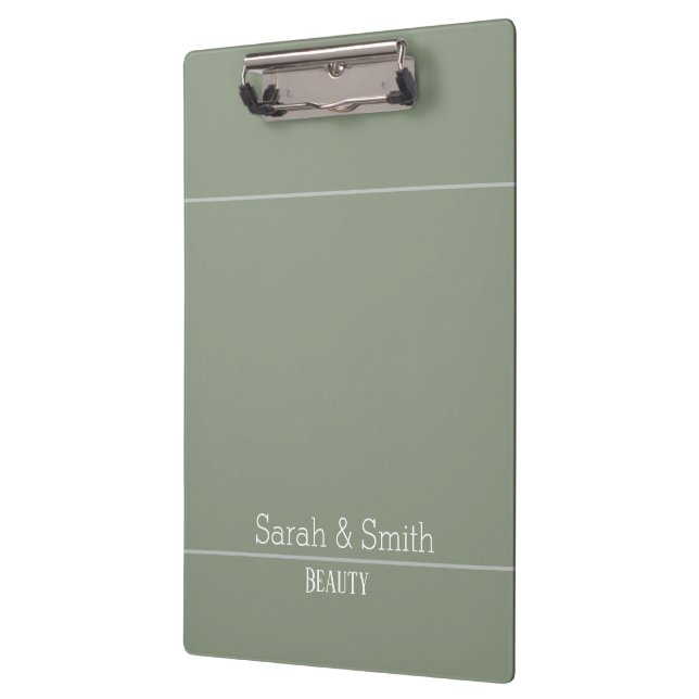 Modern Sage Green Business Office Name Custom   Clipboard (Left)
