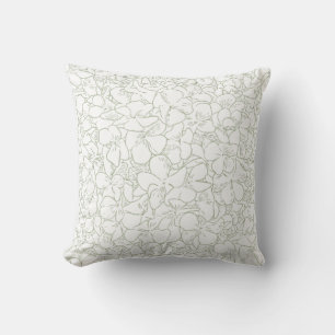 Modern Sage Green Butterfly One Line Art Throw Pil Pillow