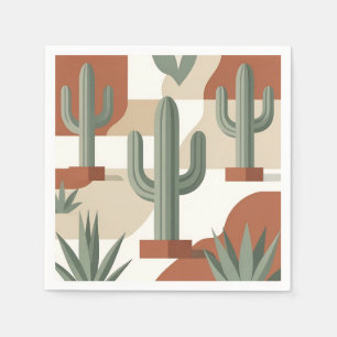Modern Sage Green Cactus Terracotta Desert Napkins