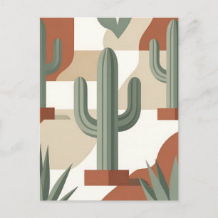 Modern Sage Green Cactus Terracotta Desert  Postcard