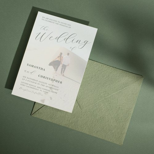 Modern Sage Green Calligraphy Wedding of  Invitation